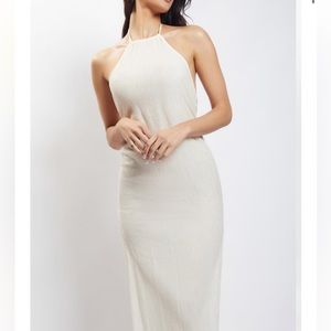 Meshki Maxi Dress, Demi Crinkle Low Back Maxi Dress Ivory